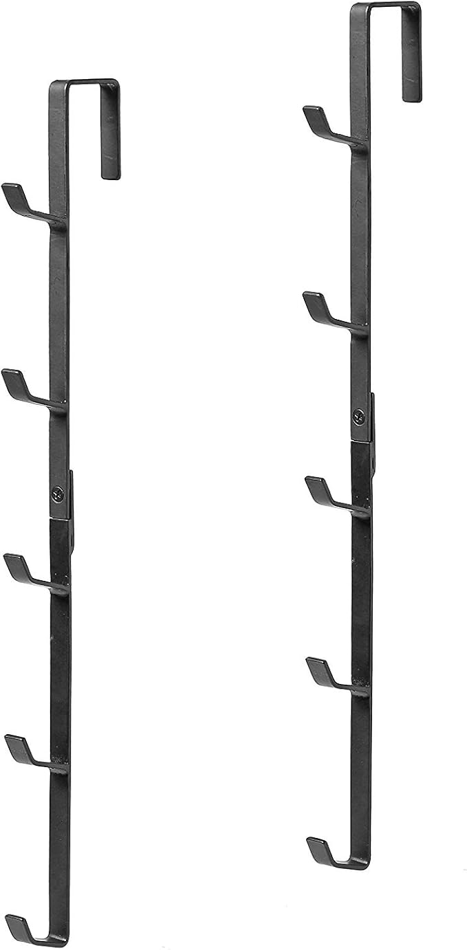 MyGift 2 Pcs Over The Door Hat Organizer, Door Hanger Hat Rack Display Storage, 5 Hooks Heavy Duty, for Coat, Scarf, Purse, Black Metal