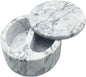 Marble Salt Box, Salt Cellar with Swivel Top and Dual Compartment, Elegant Marble Salt Box Storage Keeper for Condiments, Seasoning, Pepper.