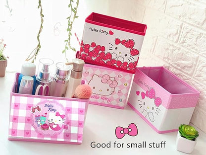 Kerr's Choice Cute Desk Box for Girls - Kawaii Storage Box, Foldable Baskets | Office Desk Room Decoration