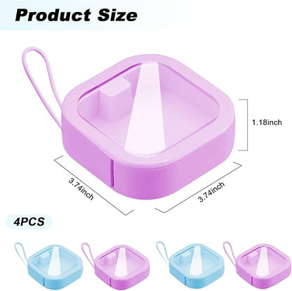 4PCS Travel Hair Tie Organizer, Portable Travel Qtip Holder Cotton Swabs Dispenser, Travel Hair Accessories Organizer, Hair Box Organizer for Girls ,Small Items Organizer 3.7x3.7x1.2 In (Blue+ Purple)