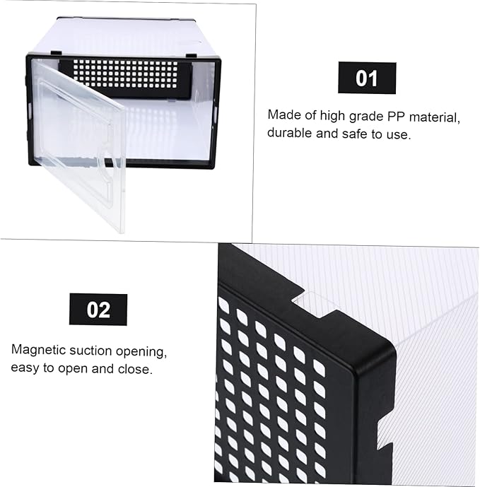 2pcs Stackable Shoe Box Storage Plastic Shoes Organizer Drawer-style Cases Style