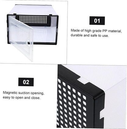 2pcs Stackable Shoe Box Storage Plastic Shoes Organizer Drawer-style Cases Style