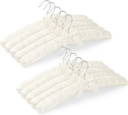 Women's Clothing Padded Hangers, 15 Inch Satin Hangers, Thick Foam Padding, No Shoulder Pads, for Sweaters, Suits, Wedding Dresses, Fine Cashmere (Pack of 10)