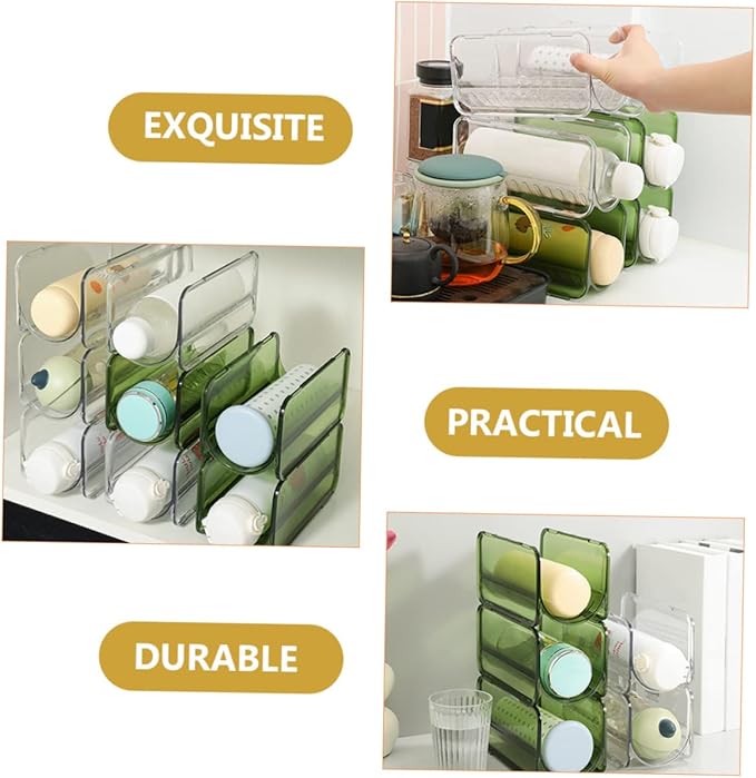Zerodeko 2pcs Stackable Water Bottle Organizer Multi Transparent Holder for Home Kitchen and Pantry Storage Space-Saving and Practical Drink Organizer Design