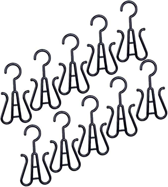 SEWACC 10-pcs Black Plastic Shoe Hanging Organizer Hooks Slipper Drying Rack Closet Boot Hangers for Home Dorm Storage