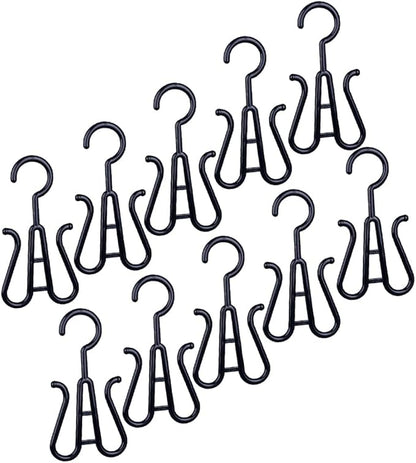 SEWACC 10-pcs Black Plastic Shoe Hanging Organizer Hooks Slipper Drying Rack Closet Boot Hangers for Home Dorm Storage