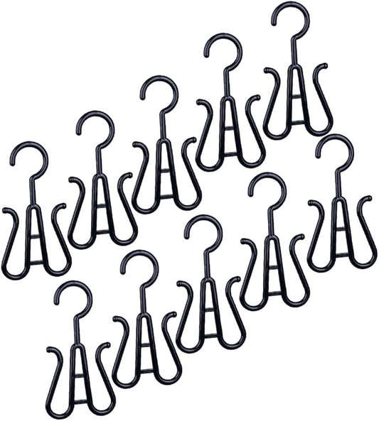 SEWACC 10-pcs Black Plastic Shoe Hanging Organizer Hooks Slipper Drying Rack Closet Boot Hangers for Home Dorm Storage