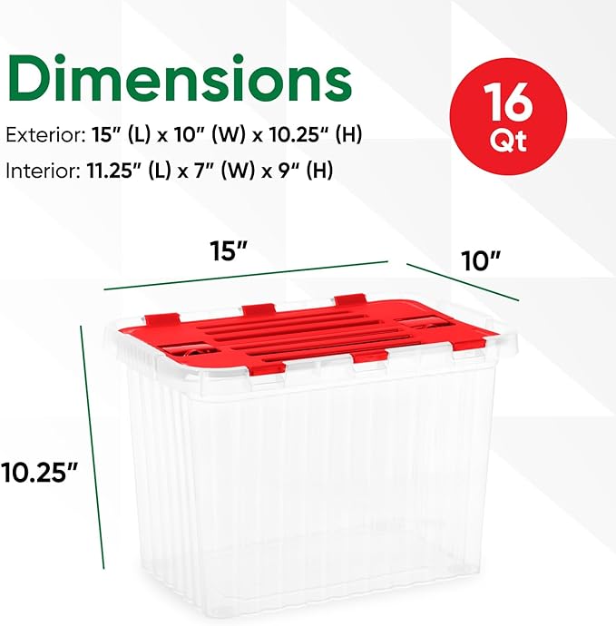 Superio Clear Storage Box with Lid, Plastic Container Bins for Organizing, Stackable Crates, BPA Free, Non Toxic, Odor Free, Organizers for Home, Office, and Dorm (17 Quart)