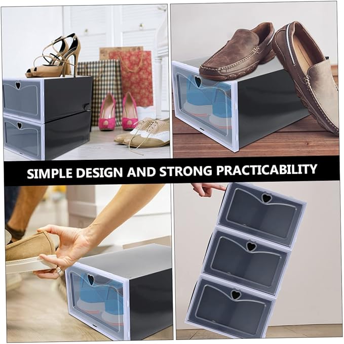 Luxshiny 6Pcs Shoe Storage Boxes with Transparent Lid Practical Shoe Organizers for Easy Access Stackable Closed Shoe Containers for Sneaker Shoe Organization