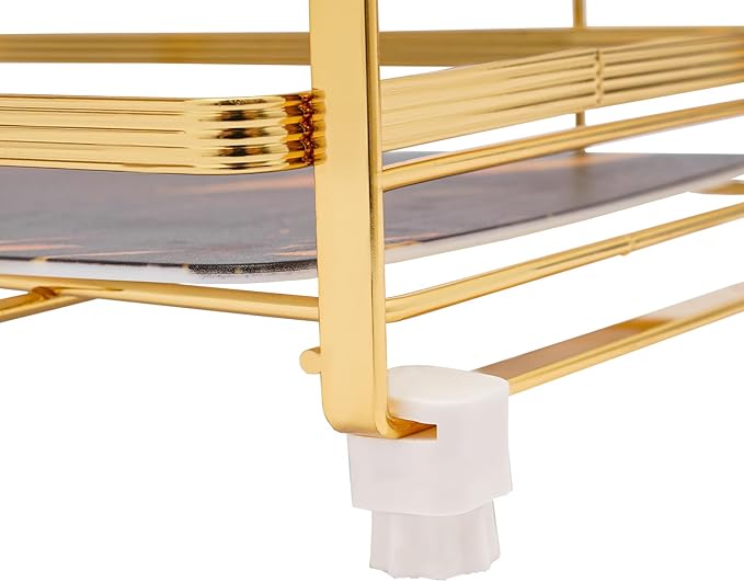 3 Tier Bathroom Countertop Organizer, Gold Bathroom Vanity Counter Organizer with Small Storage Basket for Skincare Makeup Perfume (Black)