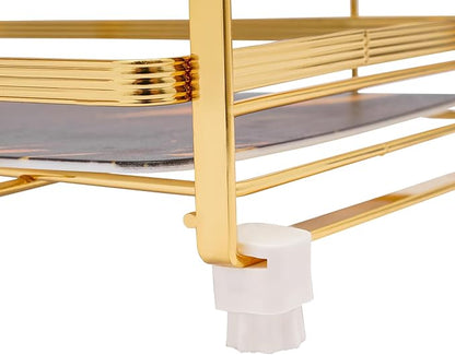 3 Tier Bathroom Countertop Organizer, Gold Bathroom Vanity Counter Organizer with Small Storage Basket for Skincare Makeup Perfume (Black)