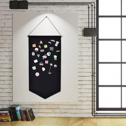 Wall Hanging Brooch Jewelry Storage Case Canvas Display Stand Enamel Pin Badges Buttons Display Banner Holder Earrings Necklace Glitter Pin Collection Organizer - Black M