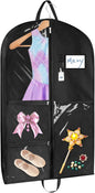 Sishynio Garment Bag, 43 Inch Black Garment-Bags for Hanging Clothes, Clear Waterproof Garment Bags with 5 Pockets, Dance Garment Bags, Kids Garment Bag for Dance Competitions Sports Suit Travel