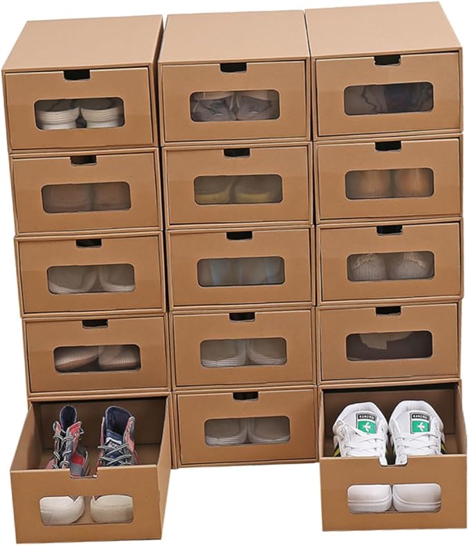 Cabilock Thickened Paper Drawer-type Shoe Storage Box for Women Stackable Organizer for High Heels and Accessories for Home Use and Closet Organization