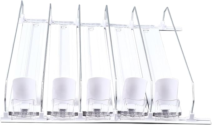 KIMISS Drink Organizer for Fridge Spring Loaded Adjustable Push Rod Slide Rail Soda Can Dispenser for Beer Beverages 38cm Black (White)