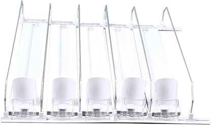 KIMISS Drink Organizer for Fridge Spring Loaded Adjustable Push Rod Slide Rail Soda Can Dispenser for Beer Beverages 38cm Black (White)