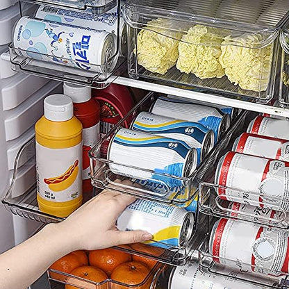 VALINK Soda Can Organizer for Refrigerator,Clear PVC Beverage Holder,Fridge Canned Food Storage Rack for Refrigerator, Pantry, Countertop, Kitchen