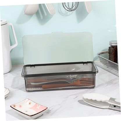 Chopsticks Storage Box with Draining Plate 6-Pack Kitchen Organizer Visible Utensil Holder for Chopsticks Spoons Forks Silverware Home Supply