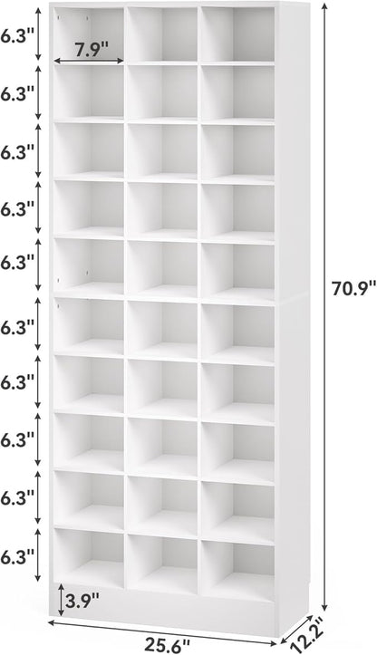 LITTLE TREE 70.9" Tall Shoe Rack, 10-Tier Freestanding Shelf, Max. Store 30 Pairs, Shoe Cabinet Organizer for Living Room, Entryway, Cloakroom, White