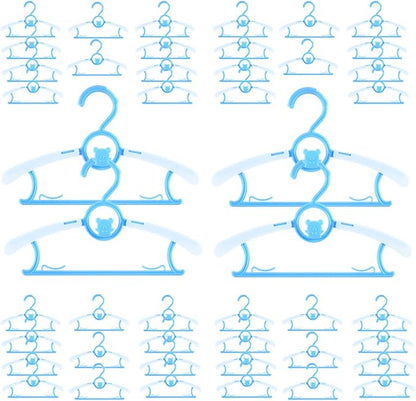 Baby Hangers for Nursery Closet 40 Pack Plastic Kids Clothes Hanger Space Saving Non Slip Extendable Toddler 11-14” Adjustable Hangers Heavy Duty Clothing Infant Hanger Bulk, Blue