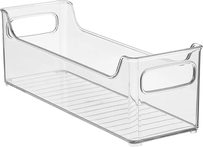 iDesign Stackable Plastic Pantry Bin with Handles for Cabinets or Fridge, Clear, Made in USA