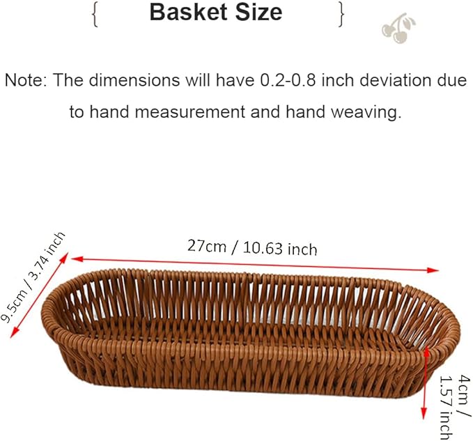 Storage Basket Small, Silverware Organizer Basket, Flatware Organizer for Drawer, Small Narrow Bread Baskets, Stackable Wicker Storage Baskets for Spoons Forks Knives Stationery (Oval)
