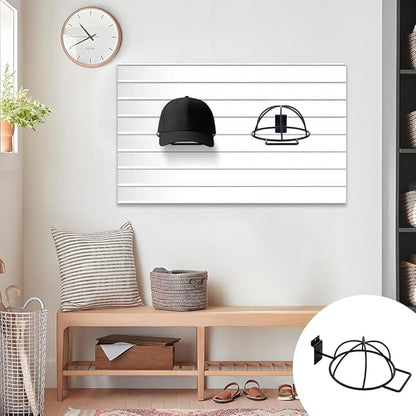 AHANDMAKER 6 Pcs Slat Wall Hat Display Rack Wall Mounted Durable Metal Hat Organizer Accessories for Baseball Caps Wigs Retail Store Warehouse Display Decoration, Black