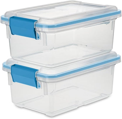 Sterilite 6-Pack Gasket Box, Weather-Resistant Storage Bins with Latching Lids, 7.5 Quart - Heavy-Duty Organizing Containers for Closet, Bathroom, and Office