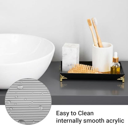 Small Bathroom Vanity Tray for Countertop,Acrylic Soap Organizer Tray for Home Decoration,Jewelry Organizer (11.7''x4.2''x1.1'')
