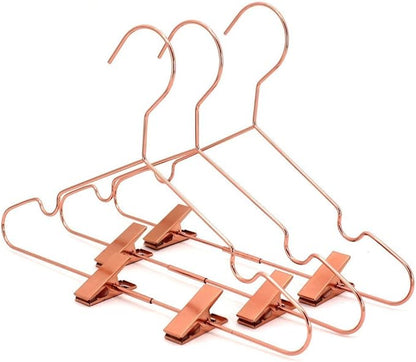 25Pack Koobay 13" Rose Gold Copper Shiny Metal Wire Clothes Hangers With Adjustable Clips for Shirts Coat Storage & Display