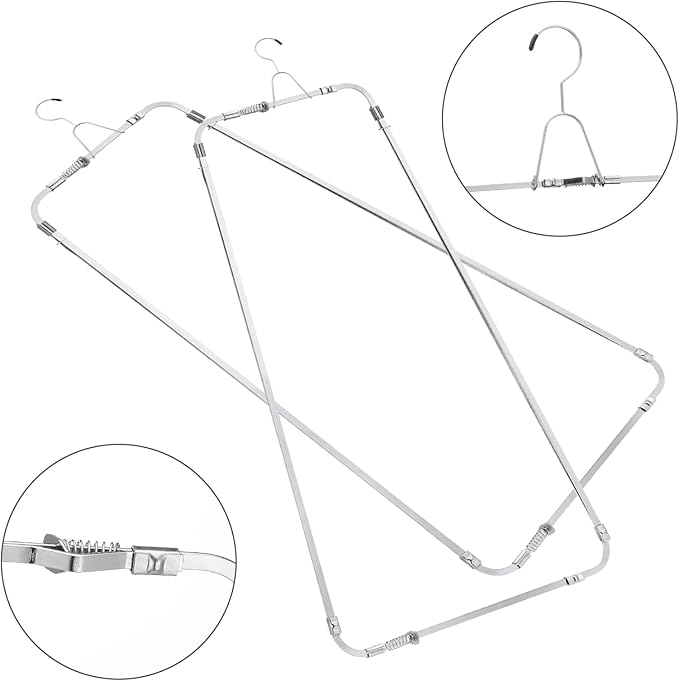 Colingmill 4 Sets Pants Stretcher Wrinkle Free Pants Hangers Hang to Dry Stretchers for Creased Wrinkle Free Slacks Without Ironing (Silvery)