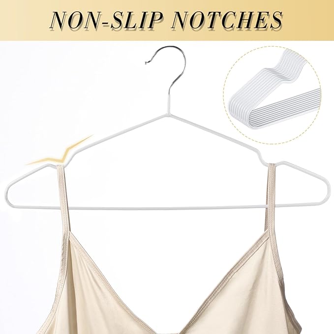 Wesiti 100 Pcs Metal Wire Non Slip Hangers for Clothes Space Saving Hanger Strong 15.7 in Triangle Clothes Coat Suit Bridal Boutique Dress for Closet Dorm Rack(White)