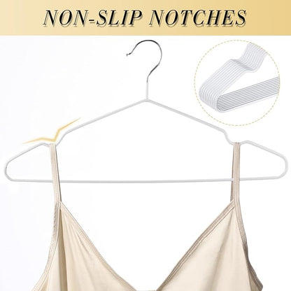 Wesiti 100 Pcs Metal Wire Non Slip Hangers for Clothes Space Saving Hanger Strong 15.7 in Triangle Clothes Coat Suit Bridal Boutique Dress for Closet Dorm Rack(White)
