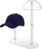 Hat Display Stand with Clear Acrylic Dual-Rod Dome Support, 2-Tier Desktop Holder for Baseball Caps, Cowboy Hats & Wigs, Modern Organizer for Bedroom, Closet or Retail Use