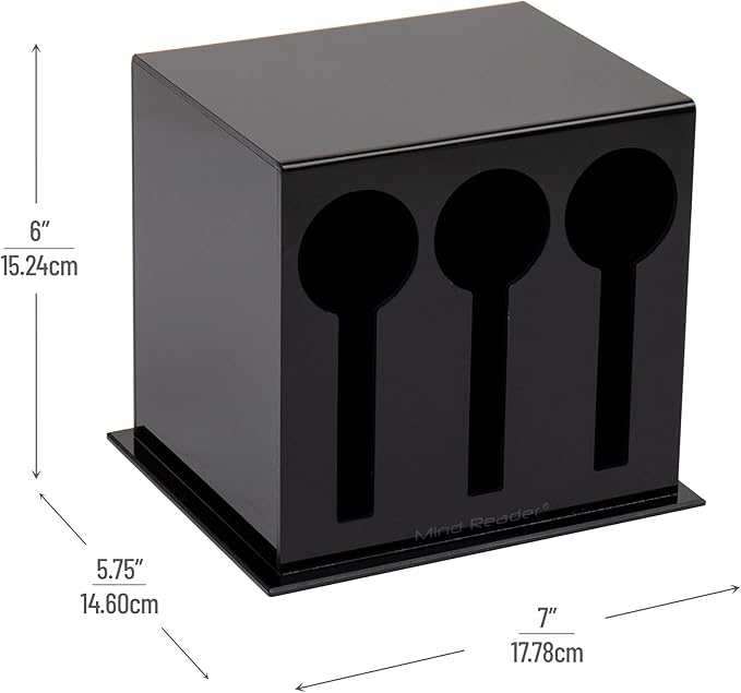 Mind Reader Utensil Dispenser, Silverware Organizer, Plastic Fork and Spoon Dispenser, Kitchen, Black