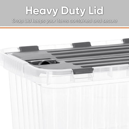 Superio Clear Storage Bin with attached Lid, 27.5 Quart Storage Box with Hinged lid