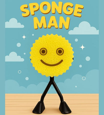Chatelet Sponge Man Holder for Scrub Daddy | Funny Stick Figure Sink Organizer | Fun & Functional Countertop Accessory | Compatible with Scrub Daddy Scrubbers | Made in USA (White w/Suction Cups)