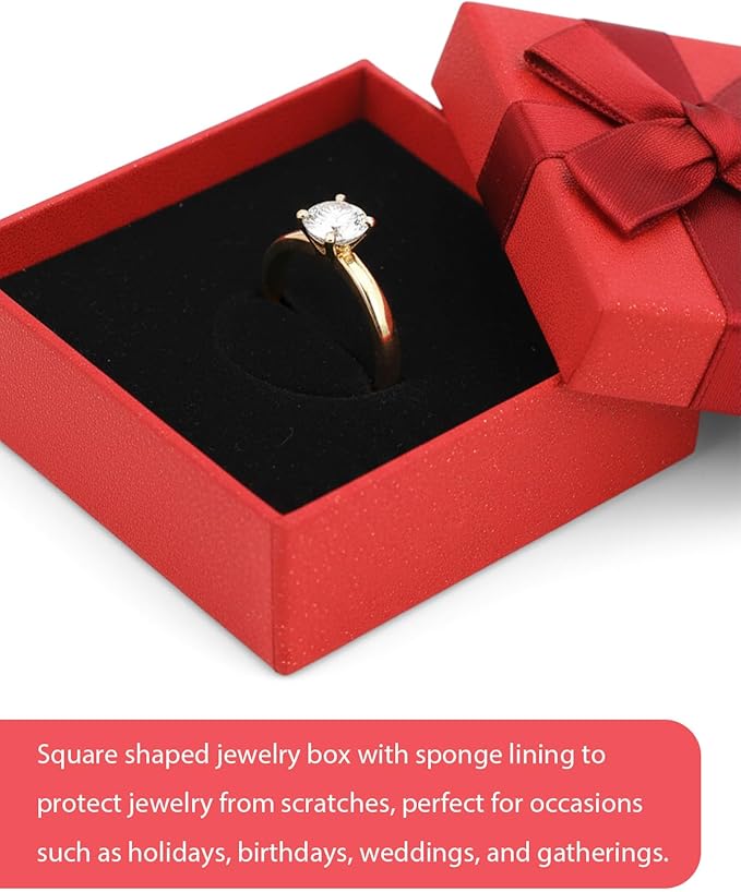 Rocutus Jewelry Gift Boxes for Necklace, Earring, Ring - Cotton Filled Cardboard Paper Jewelry Box Gift Cases for Wedding, 12 Pack Engagement, Gift Packaging, Luxury Jewelry Box, Ring Box (Red)