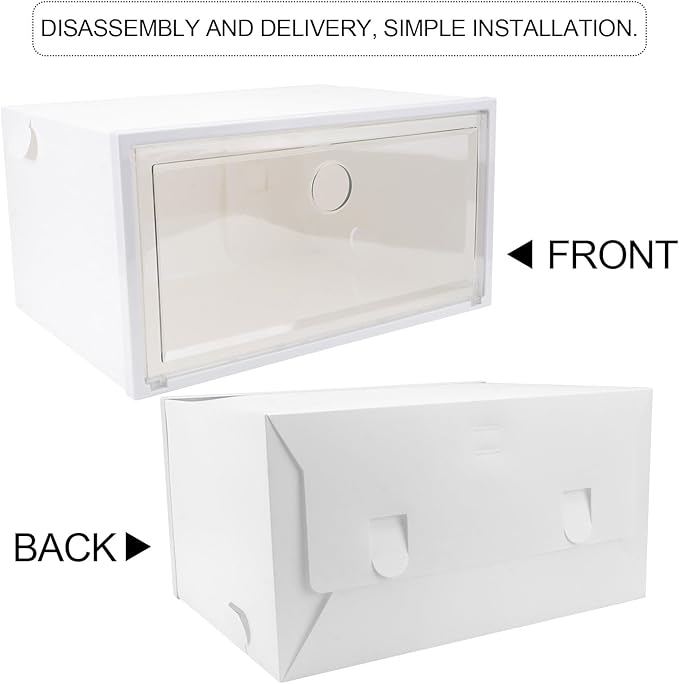 Yardwe Plastic Shoe Storage Box with Dustproof Cover, 34×18×25cm Stackable Organizer for Sneaker and Boot Storage, Side-opening Light-colored Door, Large Capacity Shoe Organizer for Home