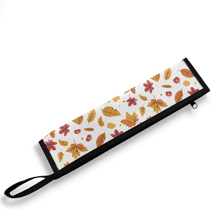 Portable Tableware Carrier Pouch Cutlery Bag Silverware Organizer Accessories for Travel Camp Party,Autumn Leaves Brown and Orange