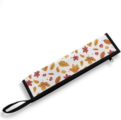 Portable Tableware Carrier Pouch Cutlery Bag Silverware Organizer Accessories for Travel Camp Party,Autumn Leaves Brown and Orange