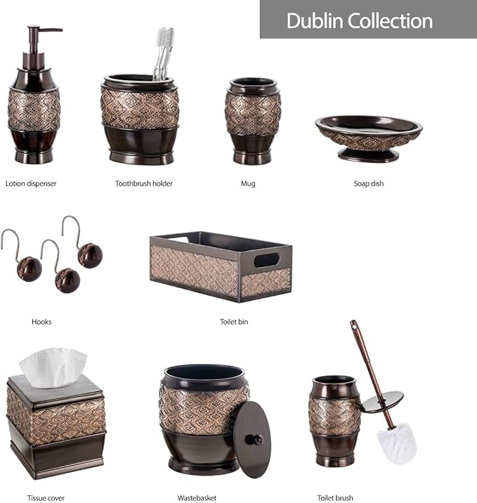 Creative Scents Dublin Brown Toilet Paper Storage Holder Basket for Decor - Decorative Bathroom Organizer and Storage for Countertop - Toilet Tank Topper Box - Modern Brown Bathroom Counter Decor