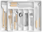 RoomHacks Large Silverware Organizer,Expandable Utensil Drawer Organizer,BPA Free Utensil Holder,Adjustable Silverware Tray Cutlery Drawer Organizer for Kitchen Flatware,Large,White (6-8 Slots)