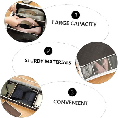 1Pc Shoe Storage Case Compact Non Woven Folding Organizer Box with Visible Window for Home Dust and Moisture Protection for Various Shoe Types