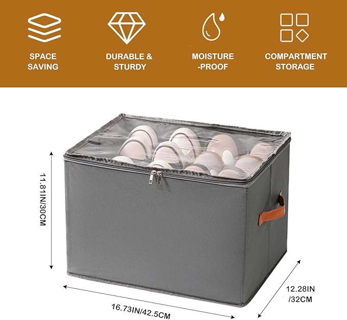 Shoe Storage Bag with Transparent Cover and Sturdy Handles, Ideal for Closet Organization, Stores Sneakers, Sandals, Slippers, Holds Up to 6 Pairs