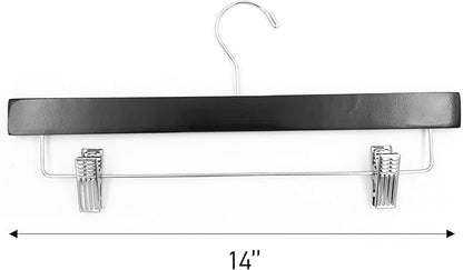 SSWBasics 14 inch Black Wood Skirt and Pants Hangers - Case of 50 - Black Wooden Pants