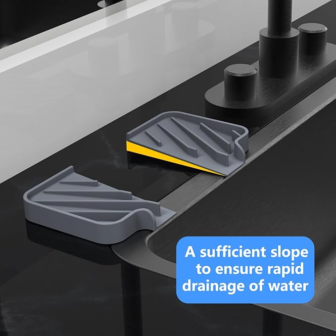 Sponge Holder for Kitchen Sink, Dish Sponge Holder & Soap Tray with Drain, Bathroom Sink Sponge Drying Rack & Perfect Organizer for Dispenser,Bottle,Cup on Sinks or Counter(5"x 3.5"Gray)
