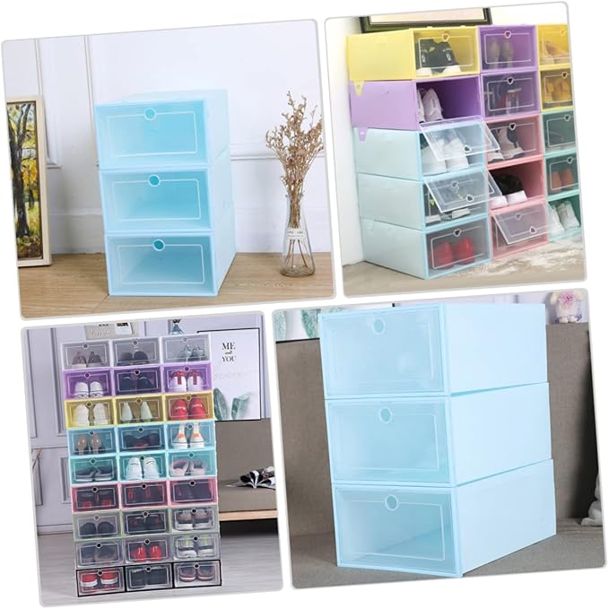6pcs Stackable Cardboard Shoe Boxes Lids Storage for Organizing Shoes Plastic Containers