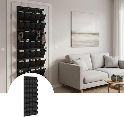 Over the Door Shoe Organizer for Bedroom Door with Multiple Pockets - Hanging Shoe Storage Bag Caddy