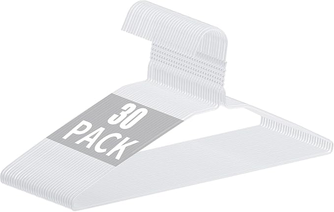 30 Pack Metal Wire Hanger, 18-inch Clothes Hangers in Bulk, Wire Hangers for Clothes, Metal Coat Hangers for Standard Size Shirts, Suits, Pants, Skirts, Coats, Ultra Thin Space Saving White
